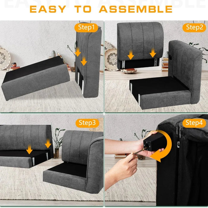 Sofa, upgraded convertible segmented 3-seater L-shaped sofa, suitable for living room, with high armrests and linen small sofa