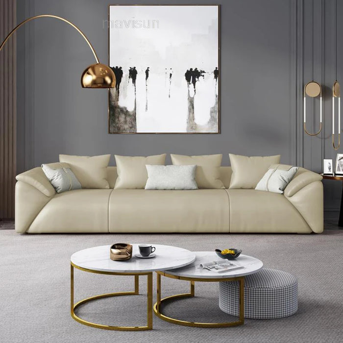 Light Luxury Leather Sofa First Modern Cowhide Nordic Small Apartment Minimalist 3 Person Chaise Divano Home Furniture