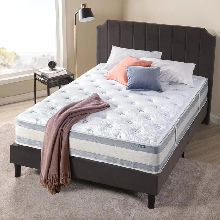 Edge Support Matress 12 Inch Comfort Support Cooling Hybrid Quilted Mattress Mattresses for Sleeping Queen White King Size Bed