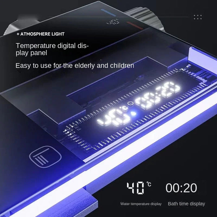 Ambient Light LED Digital Display Full Set Of Shower Brass Piano Keys Hot And Cold Thermostat System Bathroom Bathtub Shower Set