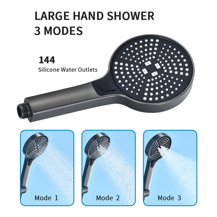 Gray Bathtub Faucet With Hand Shower And Handheld Sprayer Brass Wall Mounted Bathroom Shower Mixer Tap Full Shower system Set