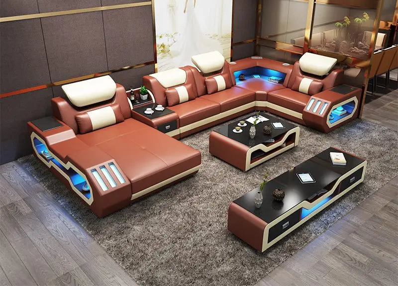 New arrival living room furniture top quality living room sofa set Red color leather sofa