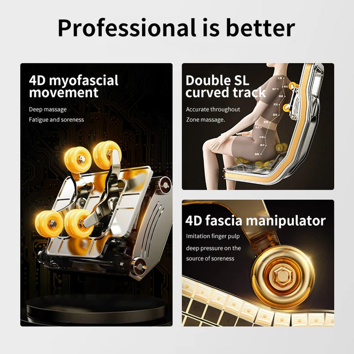 Jinkairui New Product Launches Hot Sale Luxury Zero-gravity 4D Electric Heating Vibration Full-body Massage Chair Leg Extension