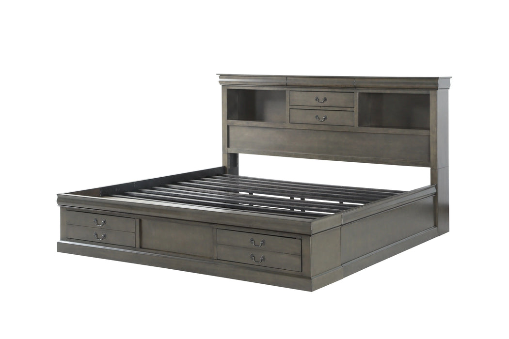 ACME Louis Philippe III Queen Bed, Dark Gray (1Set/3Ctn)
