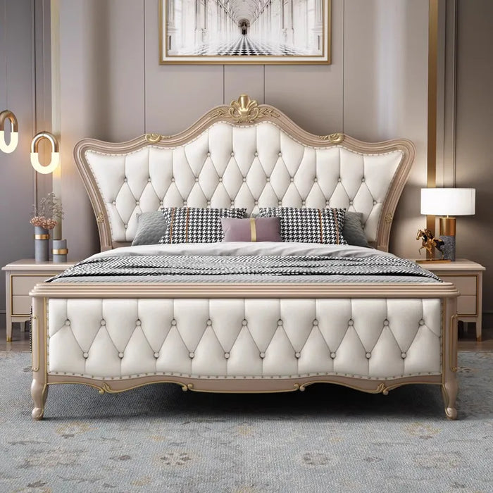 Light luxury American solid wood bed Modern simple double bed Master bedroom European high-grade queen bed king bed