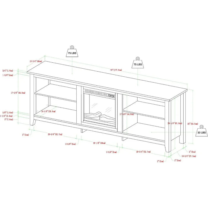 Walker Edison Wren Classic 4 Cubby Fireplace TV Stand for TVs up to 80 Inches, 70 Inch, Espresso, TV Mount Stands