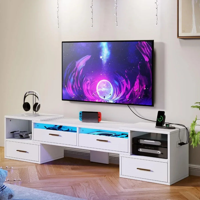 Deformable TV stand with power socket, modern DIY entertainment center,3 pieces of telescopic game TV cabinet in the living room