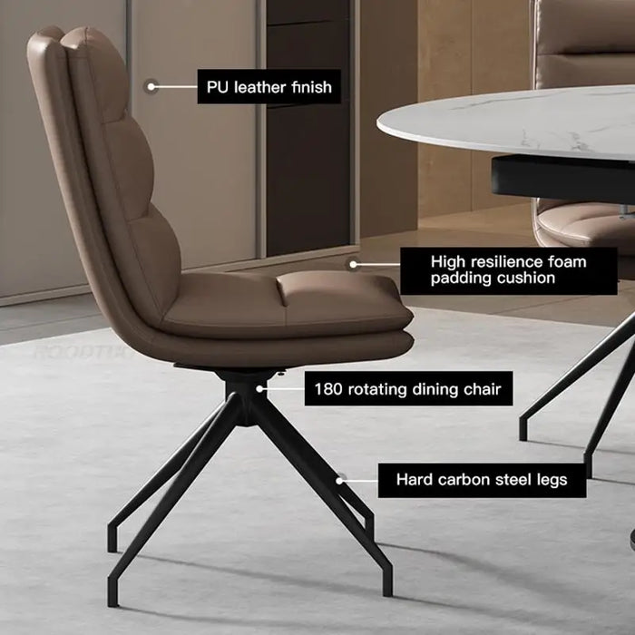 Luxury High-End Custom Natural Marble Modern Minimalist Stone Round Table Dining Tables And Chairs Set For Home Furniture