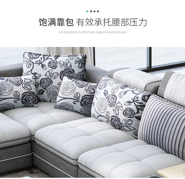 fabric living room Sofa bed sets big U shape corner cloth couch Nordic modern speaker sound system  bluetooth muebles de sala ca