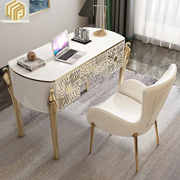 Light luxury desk, postmodern minimalist office desk, designer, home computer desk, stainless steel painted writing desk