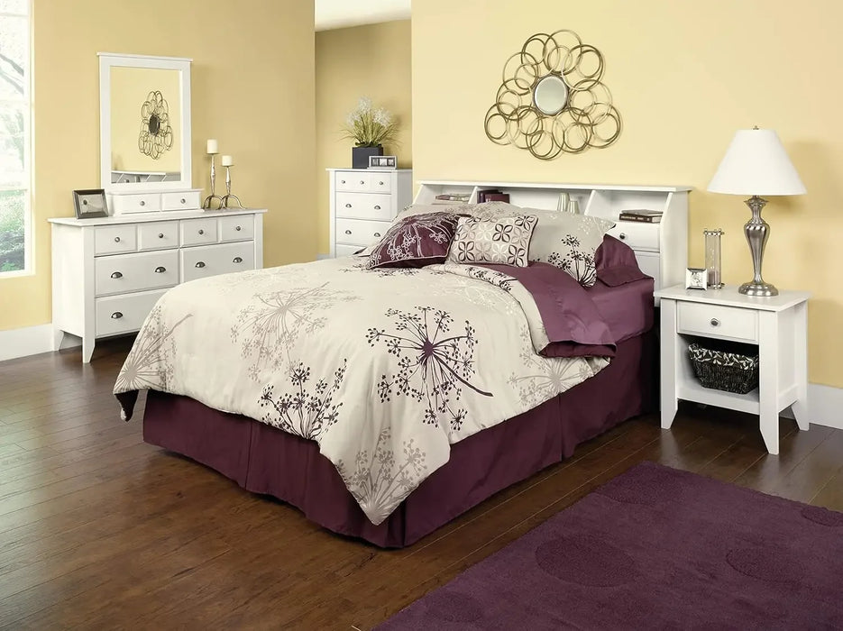 Shoal Creek Dresser, L: 54.65" x W: 18.43" x H: 33.03", Soft White finish /Jamocha Wood Finish