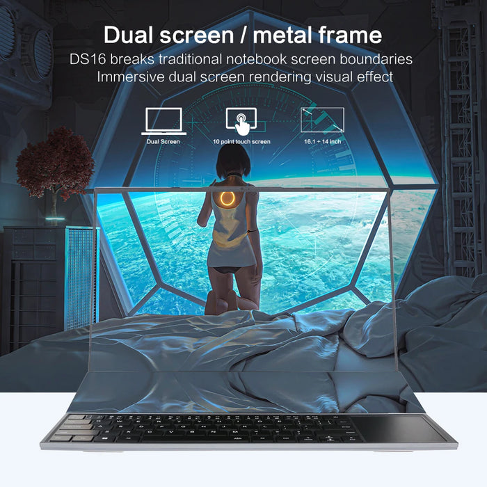 16 +14 Inch Dual Touch Screen Laptop 32GB RAM + 2TB SSD Gaming Laptop Core i7 10750H Processor Windows 11 Support External GPU