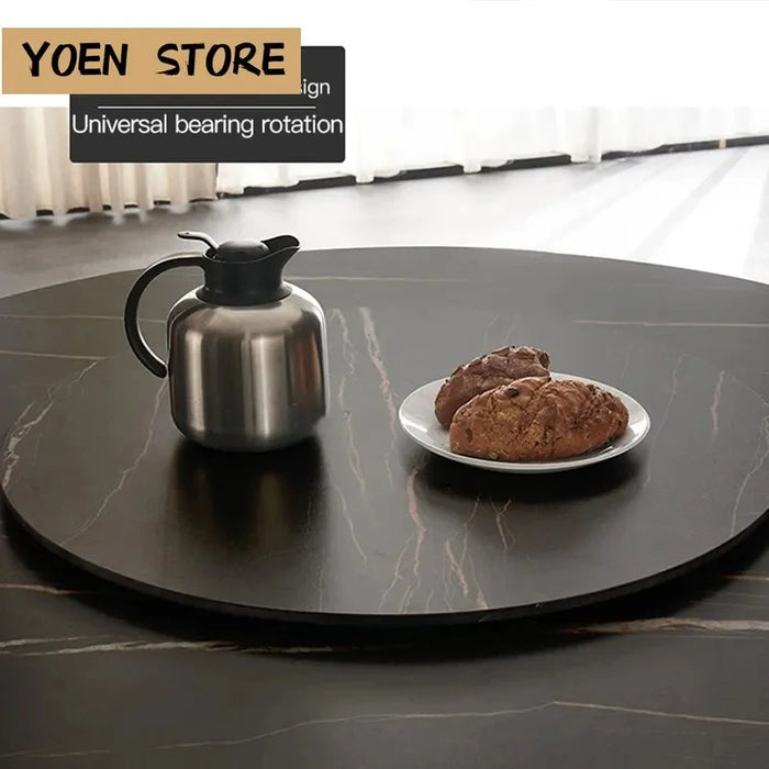 Modern Round Kitchen Table With Turntable Indoor Home Furniture Nordic Simple Small Apartment Black Dining Table Set