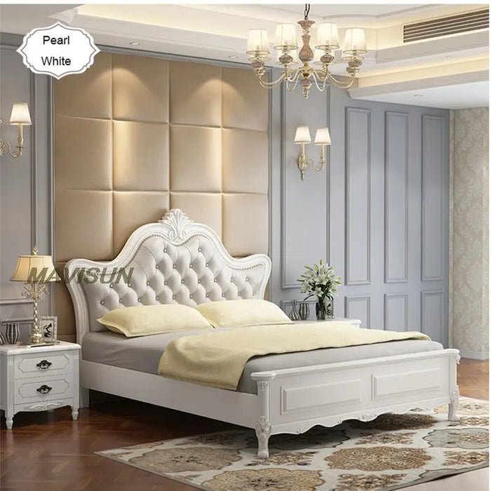 Wedding Solid Wood Comfortable Double Bed With Bedside Tables Combination For Master Bedroom Hotel Home Furniture Italy Design