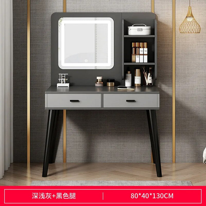 Dressing Table with with LED Lighting 6 Drawers Furniture Bedroom Bedside Storage Cabinet Integrated Minimalist Makeup Vanity
