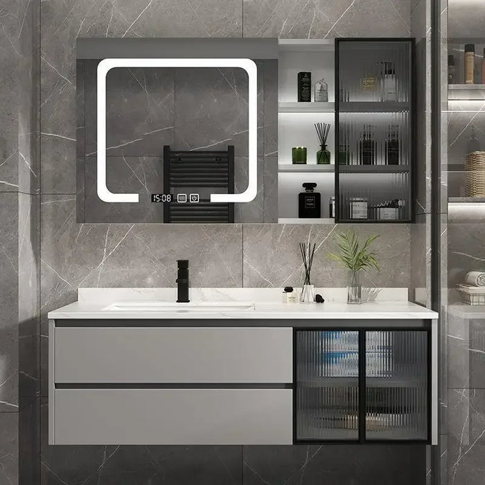 Modern Bathroom Cabinets Intelligent Mirror Cabinet Ceramic Integrated Washbasin Bathroom Vanity Sink Cabinet Bathroom Furniture