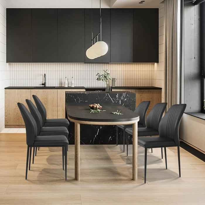 Dining Chair PU Leather Living Room Chair Modern Kitchen Armless Side Chair with Metal Legs