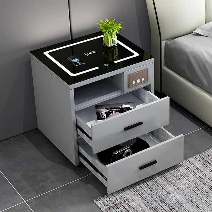 Luxury Bluetooth Nightstands Wireless Charging Lock Lamp Smart Sofa Bedside Table Drawers Bedroom Mesa De Noche Nordic Furniture