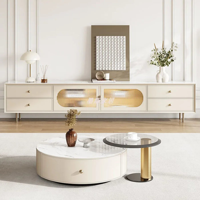 Table Modern Saddle Leather TV Cabinet Girl Monitor TV Stands Television Chest of Drawers Moveis Living Room Furniture for Tv