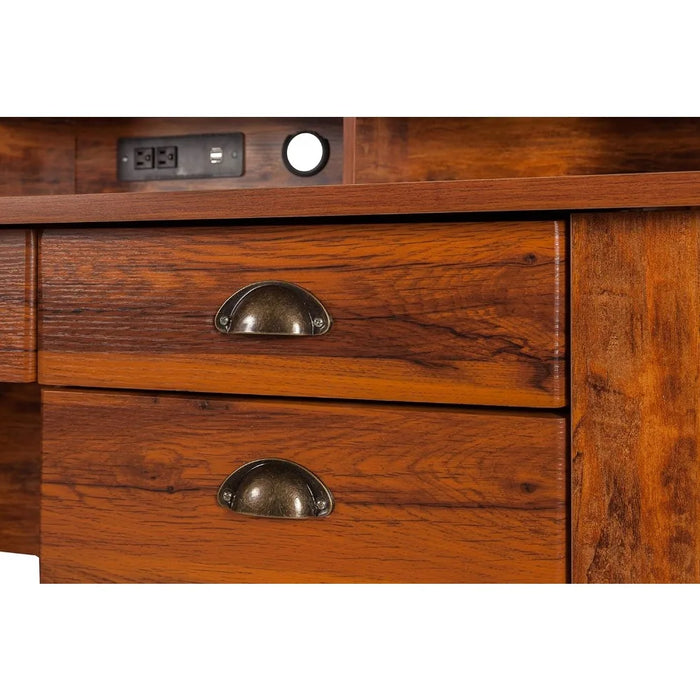 Eleanor Executive Desk Wood Grain Golden Cherry Freight Free Table Study Writing Office Furniture