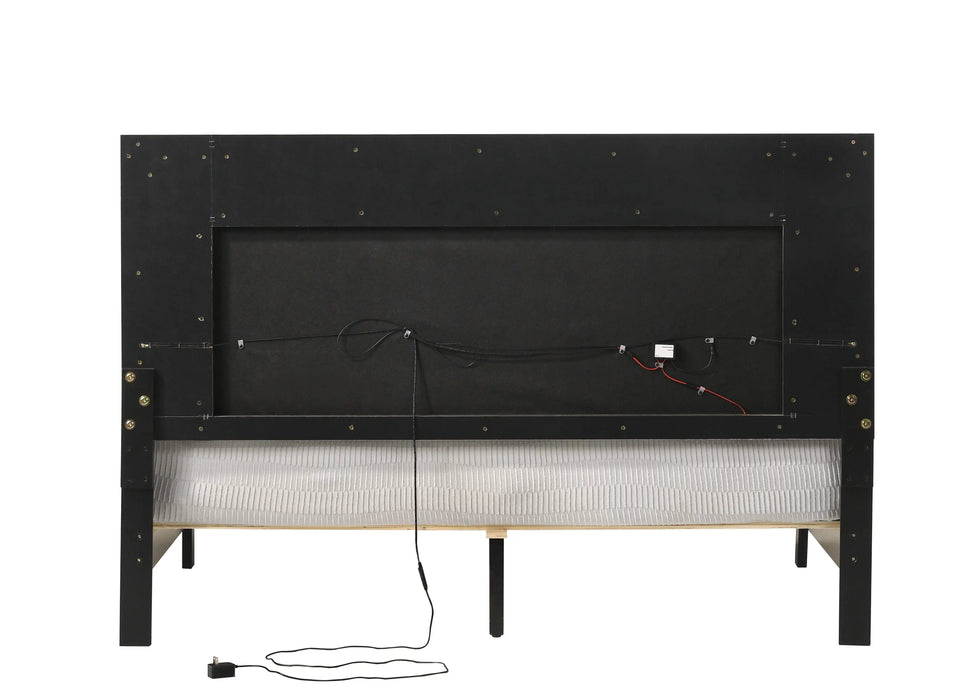 ACME Casilda Queen Bed w/LED in Gray PU & White Finish