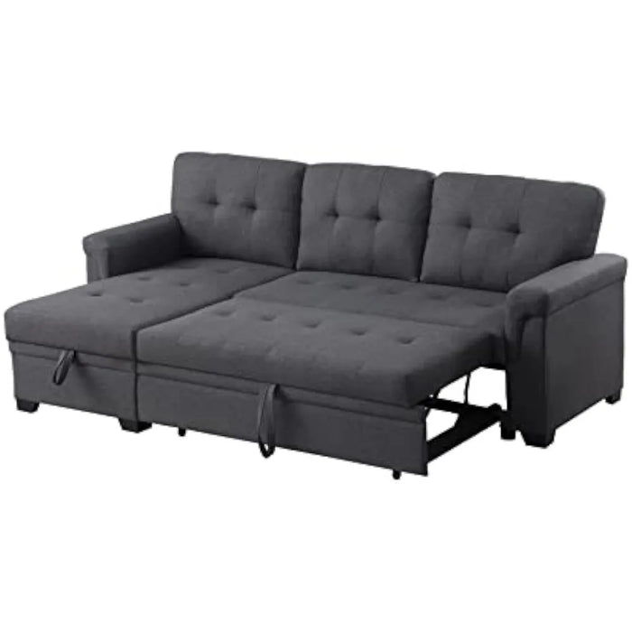 84'' L-Shape Convertible Sleeper Sectional Sofa Living Room Sofas for Home Apartment Dark Gray-1 Bed Furniture