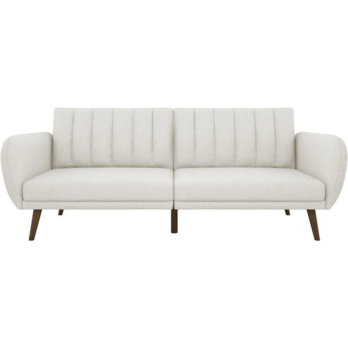 Brittany Sofa Futon - Premium Upholstery and Wooden Legs - Grey