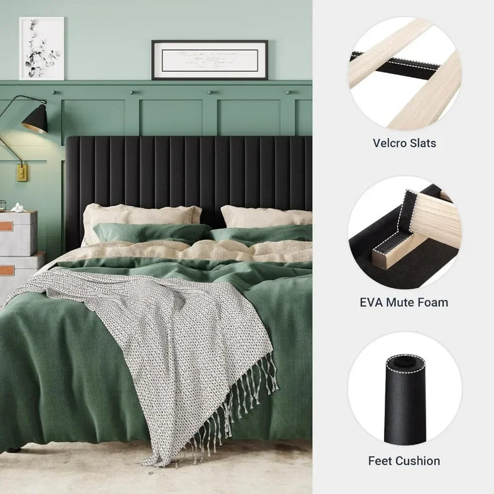 Bed Frame Full Bed Frame With Tufted Headboard With Vertical Access With Sturdy Wooden Slats, Velvet Upholstered Platform Bed
