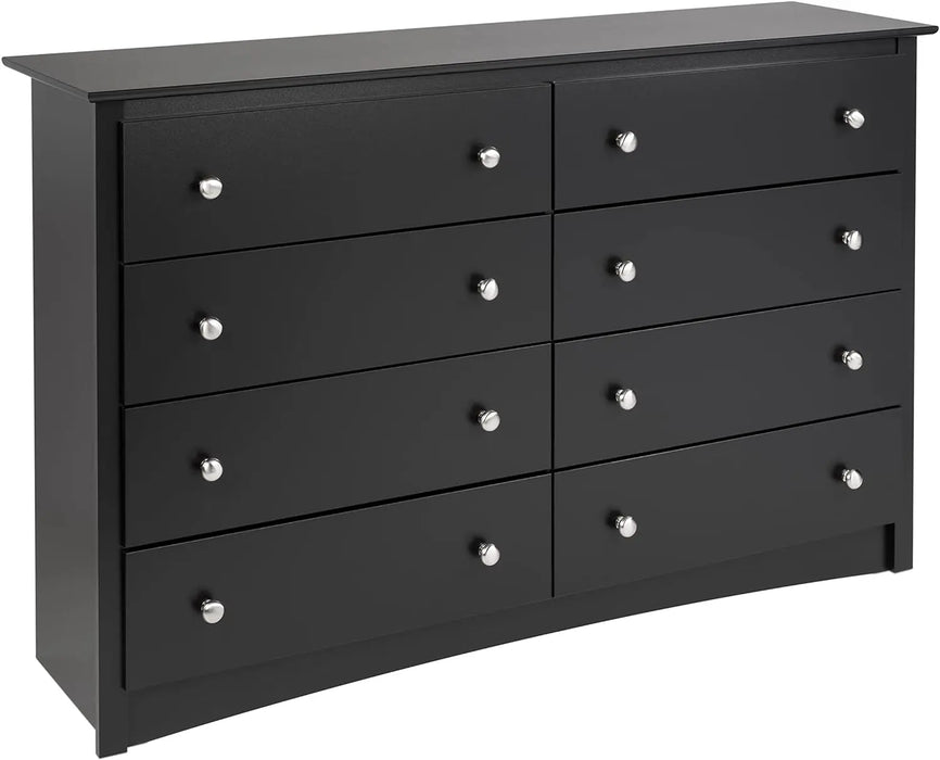 Prepac Sonoma 8 Drawer Double Dresser for Bedroom, 15.75" D x 59" W x 36.25" H, Black