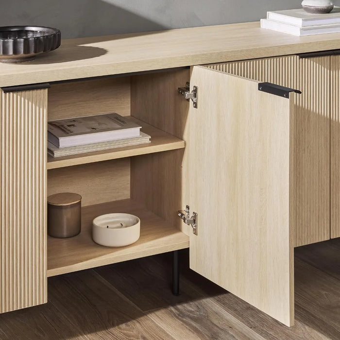 Scandinavian Grooved 4-Door Sideboard Tv Stand Living Room Furniture 69 Inch Free Shipping Television Stands Cabinet Home