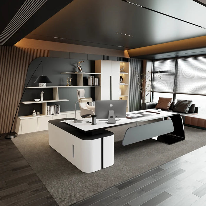 Luxury Corner Office Desk Reception Console Computer L Shape Writing Workbench Executive Drawers Tavolo Da Lavoro Furniture