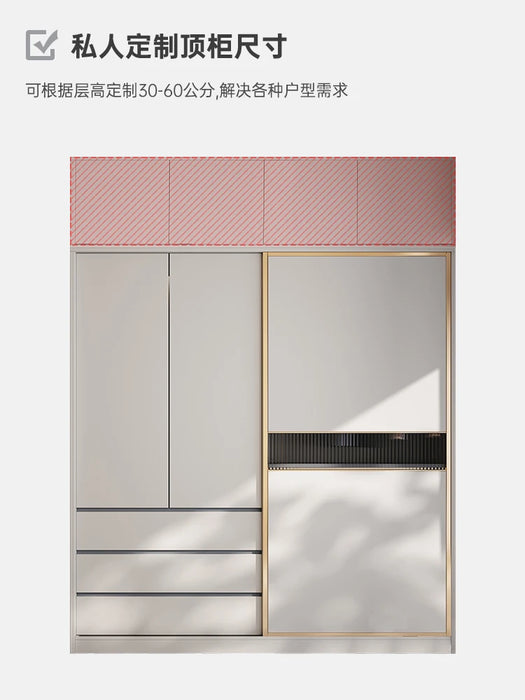 Nordic sliding door wardrobe family bedroom door modern simple luxury wardrobe