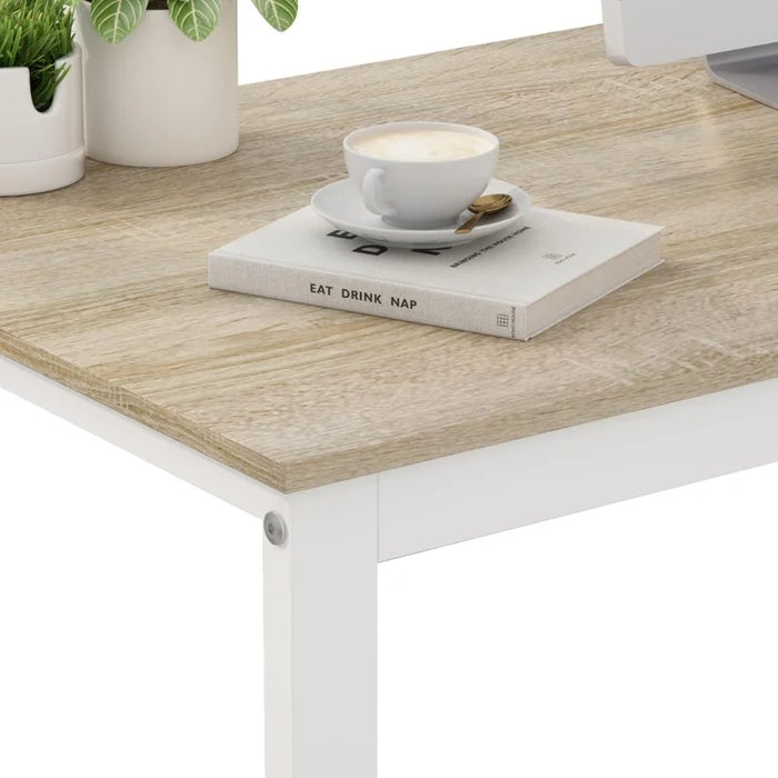 Homsee Home Office Computer Desk Corner Desk with 3 Drawers and 2 Shelves, 55 Inch Large L-Shaped Study Writing Table