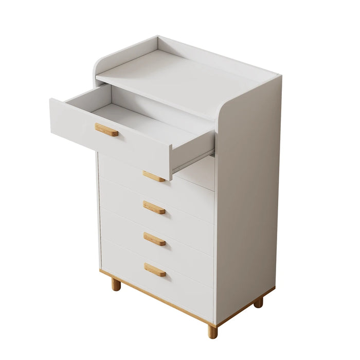 Modern Simple Style White Modern Six-Drawer Chest for Bedroom, Living Room Dressers for Bedroom Furniture Vanity Table