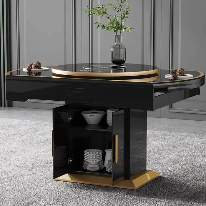 Light Luxury Unfolded Dinner Table Induction Large Storage Space Kitchen Table Chairs Set Luxury Mesa Redonda Home Furniture GM