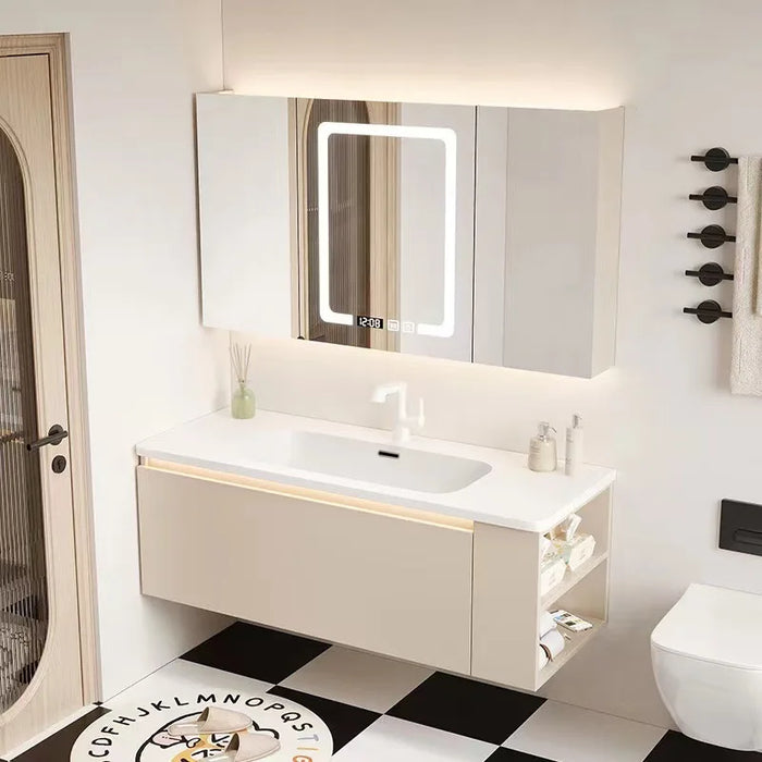 Solid Wood Cabinets Modern Smart Mirror Integrated Bwashbasin Bathroom Vanity Cabinet With Sink Home Furniture