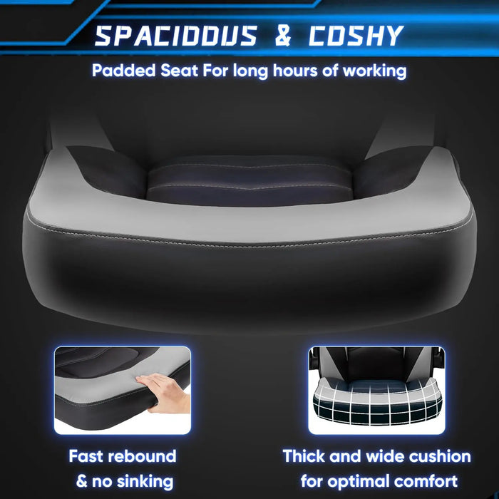 Office Ergonomic Computer Gaming Desk Racing Chair for Adults, Flip-up Arms Adjustable Height PU Leather Swivel with Wheel