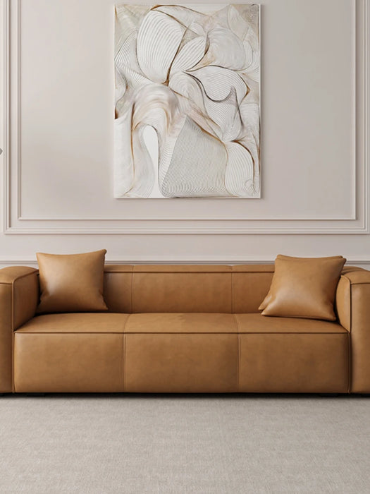 Leather Sofa Living Room Simple Modern Three-Seat Combination Italian Minimalist Sofa