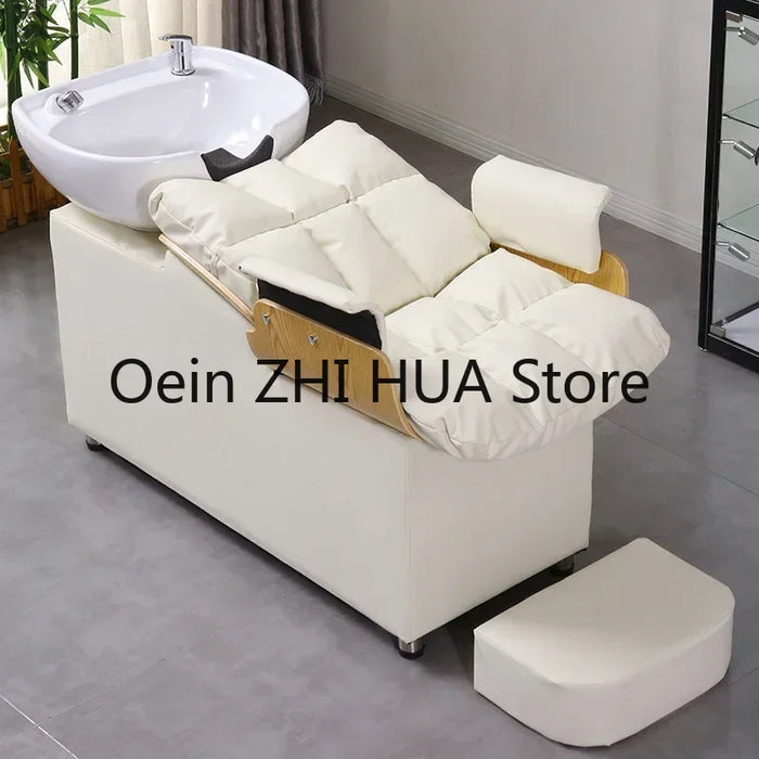 Barber Shop Hair Salon Shampoo Chairs Bed Head Spa Massage Lounge Shampoo Chairs Beauty Hairdressing Sillas Furniture QF50SC
