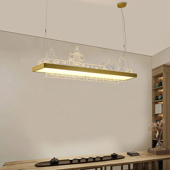 ANITA Modern Pendant Chandelier LED 3 Colors Chinese Gold Luxury Creative Hanging Lights Fixture For Dining Room Tea-house