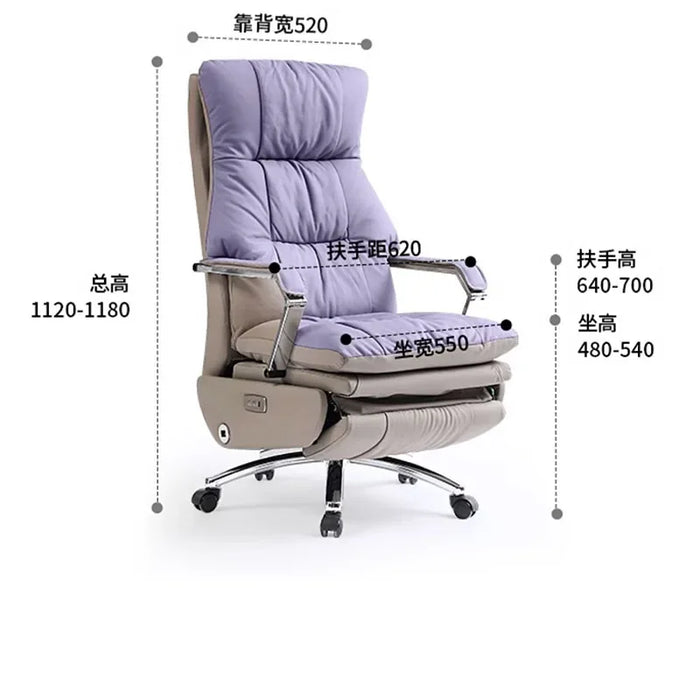 Back Cushion Leather Office Chair Design Armrest Footrest Executive Chair Luxurious Unfolding Bureau Meuble Kawaii Furniture