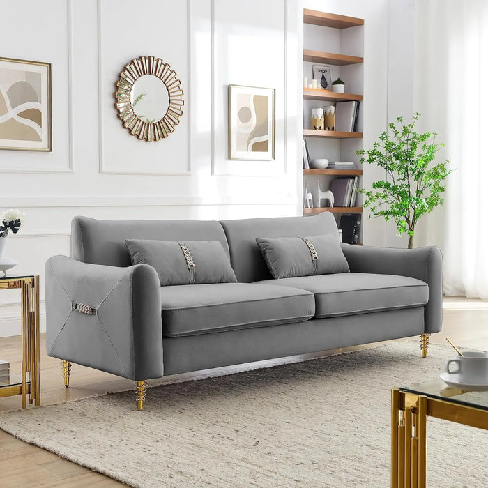 Goohome Tufted, Chesterfield Velvet Upholstered Loveseat Couches Comfy Sofa, Living Room Furniture Sets, with Solid Wood