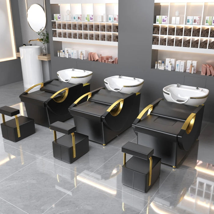 High End Recliner Shampoo Chairs Dedicated Hairdressing Hair Salon Barber Shop Shampoo Chairs Cadeira Salon Furniture QF50SC