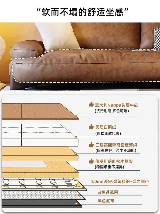 Extreme Faction Leather Sofa Home Living Room Modern Brown Retro Italian Minimalist Designer Small Household Creative Sofa