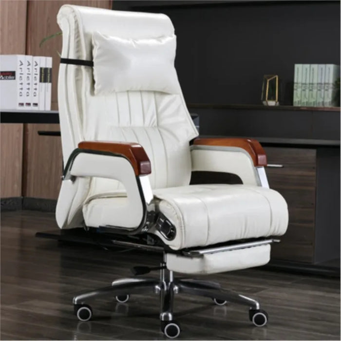 Kanbani Cowhide Boss Executive Business Office Chair Reclining Massage  Comfortable Sedentary Chair Free Shipping