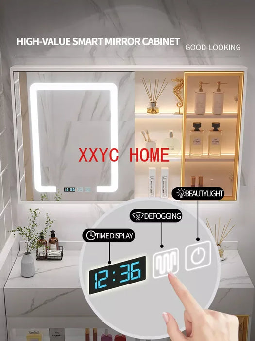 New Light Luxury Slate Bathroom Cabinet Intelligent Induction Double Washbasin Full Sets Solid Wood Furniture Custom Wash Table