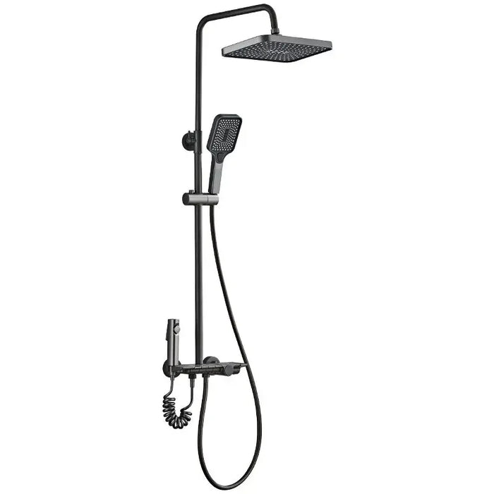 Bathroom Shower Full Set Black White Gray Bathtub Toilet System Rain Pressurized Digital LED Shower Sets Hot Cold Shower Faucet