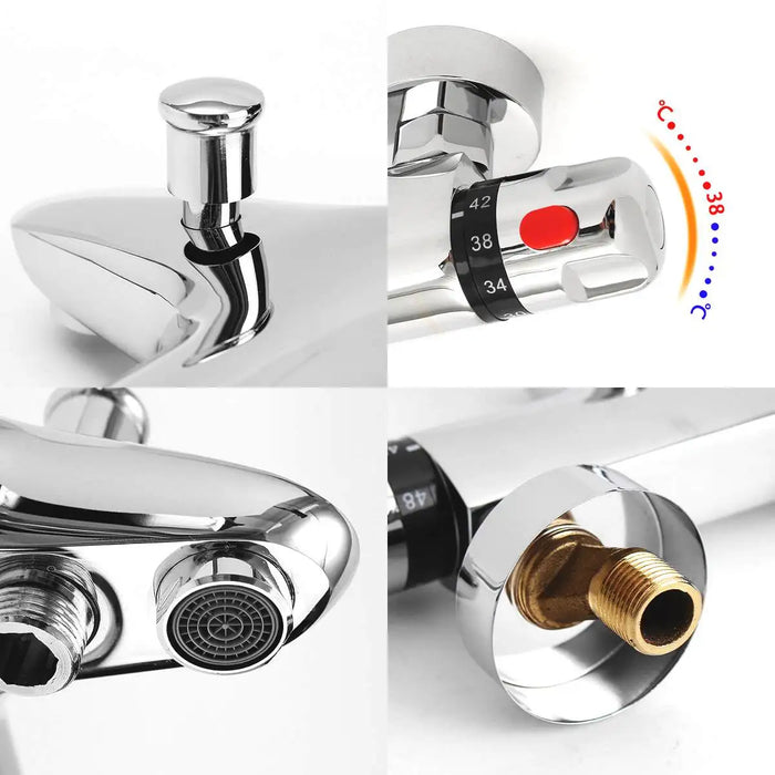 Thermostatic Bath Shower Faucets Set Wall Mounted Bathroom Mixer Tap Hot And Cold Mixing Valve Bathtub Faucet