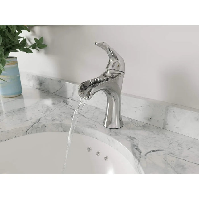 Waterfall Bathroom Faucet with Push & Seal Drain, Polished Chrome