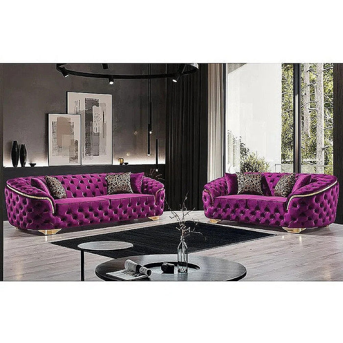 Factory direct sales of the latest design luxury sofa set purple fabric living room sofa for Hotel apartment